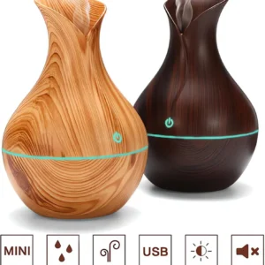 USB Electric Air Humidifier 130ML Mini Wood Grain Aroma Diffuser Essential Oil Aromatherapy Cool Mist Maker With LED For Home