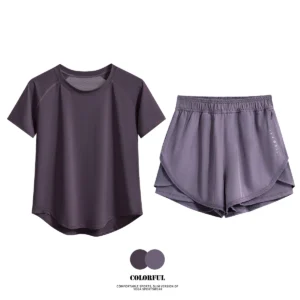 DRUR 2pcs Gym Set Women Summer Sportswear Outfit 2 Piece Short Sleeve Sports Shirt Shorts Sets Jogging Suit Female Tracksuit New - Image 4