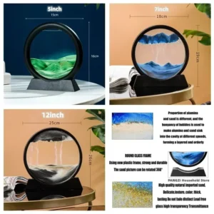 3D Moving Sand Art Picture Round Glass Deep Sea Sandscape Hourglass Quicksand Craft Flowing Sand Painting Office Home Decor Gift - Image 6