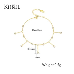 RAKOL Luxury Cubic Zirconia Oval Pendant Anklets for Women INS Trendy Sandals Beach Accessories Hawaii Party Gift Jewelry - Image 7