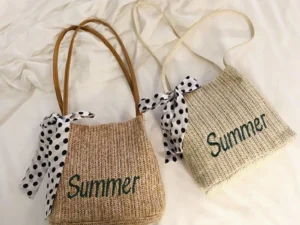 Summer Beach New Bucket Straw Woven Fashion Woven Women S Bag Hand Held Single Shoulder Shopping Bag