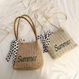 Summer Beach New Bucket Straw Woven Fashion Woven Women S Bag Hand Held Single Shoulder Shopping Bag