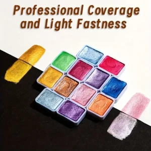 Metallic Watercolor Paint Set-Portable,Lightweight, High Solid Pigment, Starry Shades - Ideal for Artists, Perfect Holiday Gift