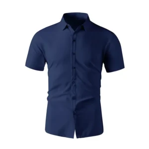 New Men's Business Casual Solid Color Short Sleeved Shirt for Summer Fashion No Ironing Comfortable and Versatile Top - Image 5