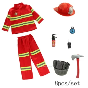 Children Fireman Cosplay Costume Boys Girls Halloween Carnival Party Sam Fireman Uniform Workwear Christmas Gift - Image 5