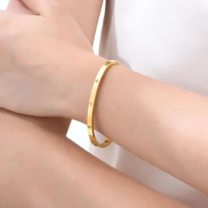Prjewel Waterproof Luxury Bangles Round Zircon For Women Stainless Steel Wrist Brackets Hand Jewelry Mother's Day Gift - Image 4