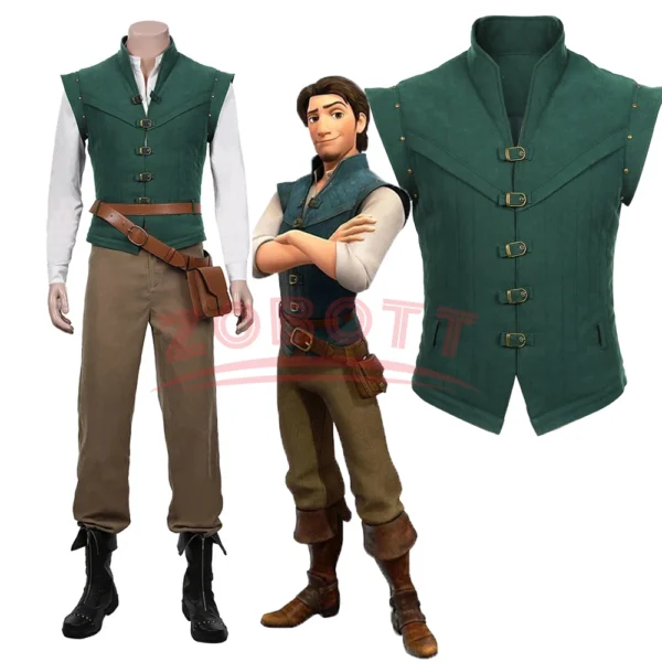 Anime Flynn Rider Tangled Rapunzel Cosplay Costume Adult Carnival Uniform Halloween Anime Halloween Prince Costumes Accessories