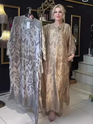 Ramadan Eid Muslim Women Print Dress Jalabiya Arabic Long Robe Abaya Dubai Saudi Vestidos Morocco Kaftan Abayas Modest Dresses - Image 5