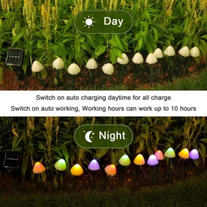 10 LED Solar Mushroom Lights Outdoor Waterproof Decorative Street Lights for Lawn Garden Patio Christmas Holiday Decoration - Image 5