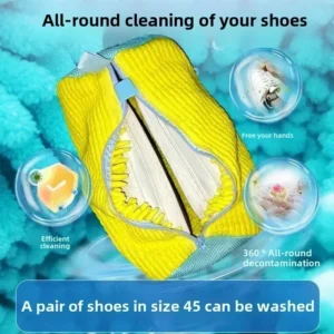 Machine Washable Shoe Washing & Drying Bag with Soft Fiber - Durable Polyester Laundry Protector for Shoes Adjustable Strap - Image 4