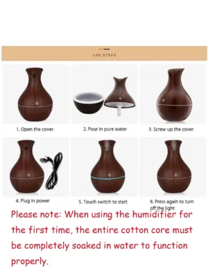 USB Electric Air Humidifier 130ML Mini Wood Grain Aroma Diffuser Essential Oil Aromatherapy Cool Mist Maker With LED For Home - Image 7