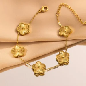 RAKOL Miniamlist 316L 18k Gold Plated Flower Bracelet Plum Blossom Cuban Chain Bracelets For Women Daily Workday Jewelry Gift - Image 7