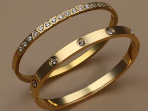 2PCS Fashion Stainless Steel Crystal Gold Color Bracelet Women Jewellery Bangle Party Gift XCB-017