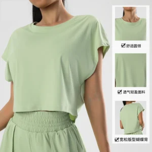 Women's quick drying loose sports short sleeved T-shirt comfortable sweat absorbing running clothes yoga fitness top - Image 3