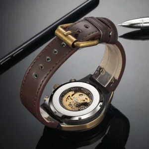 Wrist Watch For Men Waterproof Automatic Mechanical Watch Men's watch Retro montre homme with Genuine Leather relogio masculino - Image 7