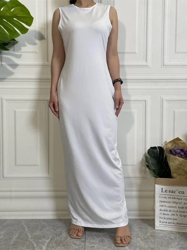 Under Abaya Long Dress Nida Sleeveless Islamic Clothing Women Dubai Turkish Muslim Underwear Base Layer Robe Casual Modesty - Image 7