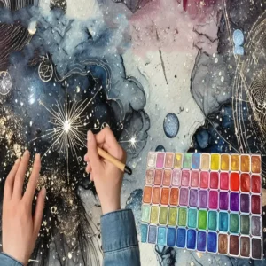 Metallic Watercolor Paint Set-Portable,Lightweight, High Solid Pigment, Starry Shades - Ideal for Artists, Perfect Holiday Gift - Image 4