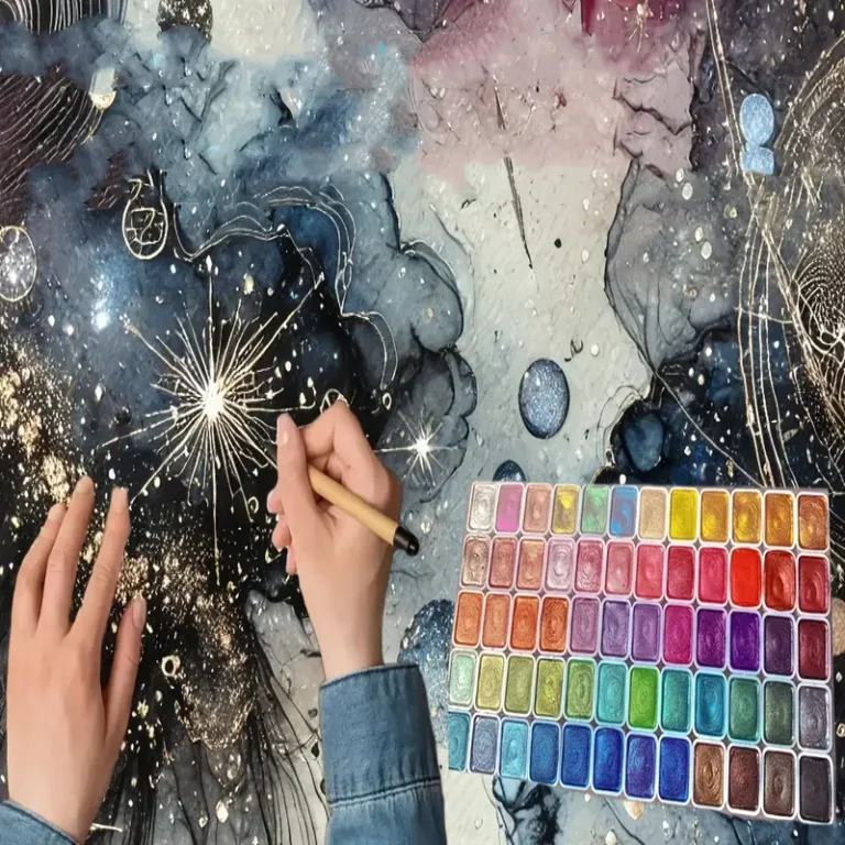 Metallic Watercolor Paint Set-Portable,Lightweight, High Solid Pigment, Starry Shades - Ideal for Artists, Perfect Holiday Gift - Image 4