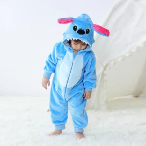2024 Baby Kigurumi Stitch Dinosaur Cartoon Romper Infant Kids Animal Pajamas Jumpsuit Christmas Girls Boys Anime Cosplay Costume - Image 5