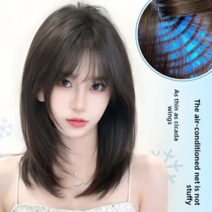 Women's Short Hair Full Head Cover Wig Realistic Hair Facial Shaping Anti-Aging Summer New Style Natural Looking Wig