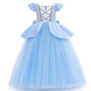 Children Dreamy Girls Cinderella Cosplay Costume Princess Ball Gown Kids Sequin Mesh Disguise Dress For Carnival Birthday Party - Image 4