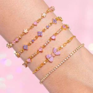 New Luxury Pink Crystal Bowknot Cubic Zirconia Pendant Bracelet Women Blue Butterfly Shiny Rhinestone Bangle Jewelry - Image 4