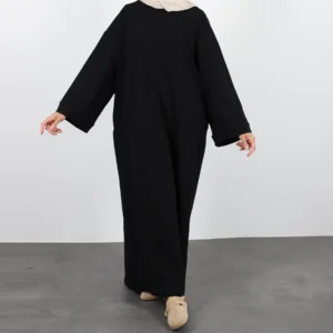 2024 New Modest Dress Solid Color Inner Dresses Muslim Women Dubai Abaya Eid Ramadan Islam Clothing Turkey Arabic Robe - Image 3