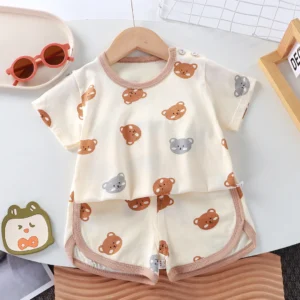 Summer cotton cartoon casual childrens set Baby Clothes girl girl boy T-shirt+shorts 2 pieces of 0-4-year-old childrens clothing - Image 5
