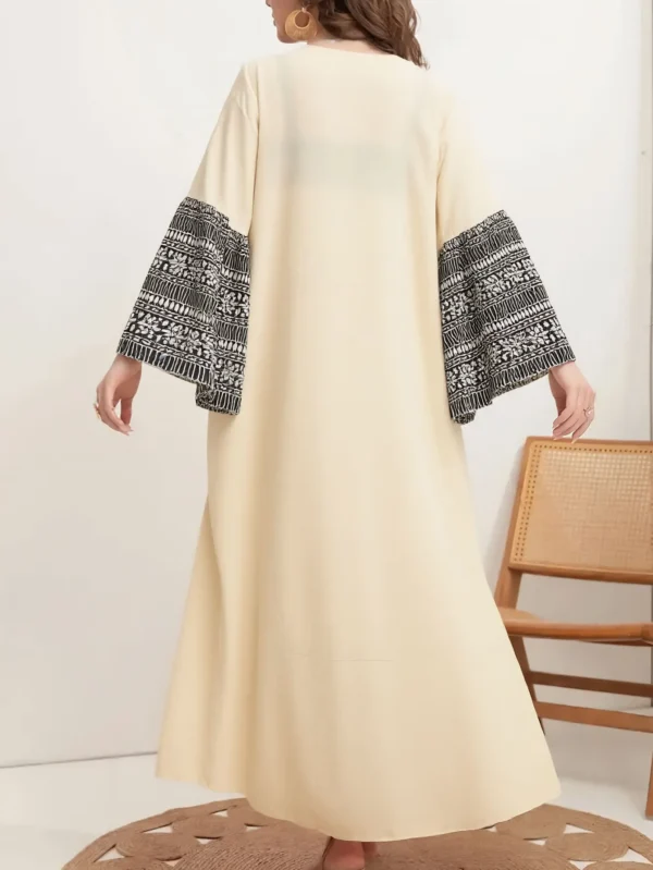Fashion Embroidery Kimono Oversized Muslim Robe Syari Female Full Length Muslim Outerwear Worship Service Abaya With Belt wy1946 - Image 3