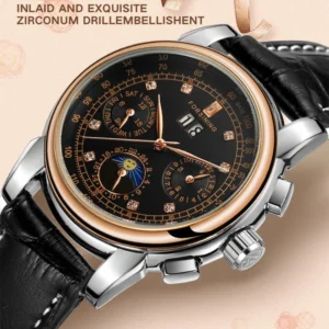 2024FORSINING Women Automatic Mechanical Fashion Luxury Wrist Watches Ladies Diamond Moon Phase Multifunctional Relogio Feminino - Image 3