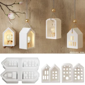 Four Houses Clay Silicone Molds DIY Home Decoration Aromatherapy House Gypsum Plaster Mould Craft Art Ornament Epoxy Resin Mold