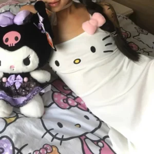 Anime Hello Kitty Dress Sanrio Sweet Cute Frock Women's Sexy Hot Girl Strap Dress Seaside Vacation Frock Student Nightdress - Image 7