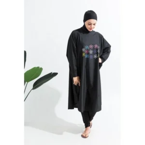 Women Muslim Swimwear Beachwear Screen Printing 3pcs Lslamic Clothes Hijab Long Sleeves Sport Swimsuit Burkinis Bathing Bat Suit - Image 5