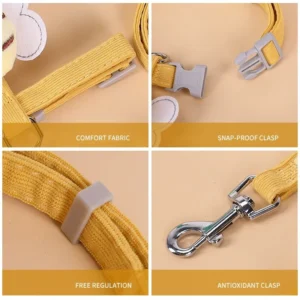 Cat Harness Leash Collar Set Adjustable Cartoon Bee Double Layer Dog Harness for Small Medium Pet Collar Leash Outdoor Walking - Image 7