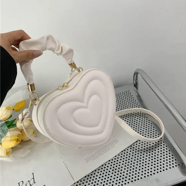 Fashion Love Heart Shape Shoulder Bag Small Handbags Designer Crossbody Bags For Women Solid Pu Leather Top Handle Bag - Image 6