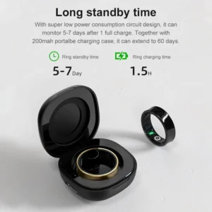 R09 Smart Ring with Charging Case Waterproof Health Fitness Rings Heart Rate Blood Oxygen Sleep Monitoring Ring for Men Women - Image 3
