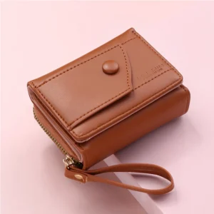 Four Seasons Women's Short Wallet Zipper Tower Buckle Zero Wallet Girl Student Handheld Bag Solid Color Simple Versatile Fashion - Image 3