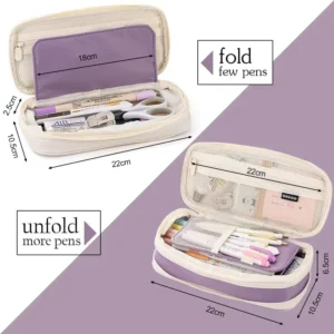 Cute Foldable Pencil Case Large Capacity Pencil Bag Pen Holder Stationery Desk Organizer Kawaii School Supplies for Students - Image 3