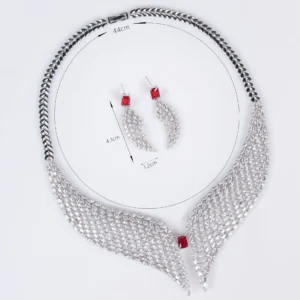 New Luxury Premium Glowing Wings Necklace Earrings Ladies Zirconia Jewellery Set Party Wedding Party Prom Gift Accessories M-333 - Image 6