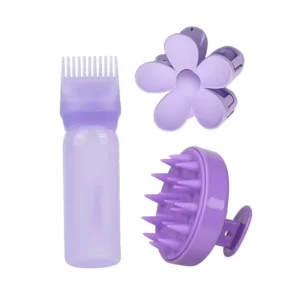 Silicone Shampoo Brush Scalp Massager Hair Dye Comb Shampoo Bottle Flower Hair Clip Hairdressing Set Bath Scalp Massage Brush