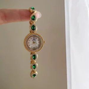 Womens Watches for Girls Wrist Quartz Watch Bangle Bracelet Style Gold Green Diamond Orologio Ladies Luxury Wristwatch New Clock - Image 4