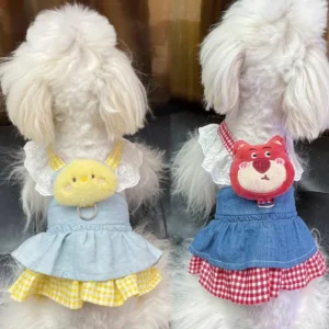 Lace Pet Apparel Harness Dresses For Little Small Dogs Puppy Animal Princess Bichon Pomeranian Summer Autumn Cat Denim Skirts - Image 4
