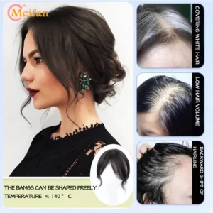 MEIFAN Middle Part Fake Bangs Fringe Synthetic Topper Hairpiece Clip-In Bang Extension Natural Invisible Clourse Hairpiece Women - Image 6
