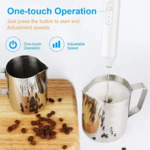 MINI Milk Frother USB Rechargeable 3 Speeds Foam Maker Coffee Whisk Mixer Electric Handle Blender Egg Beater - Image 7