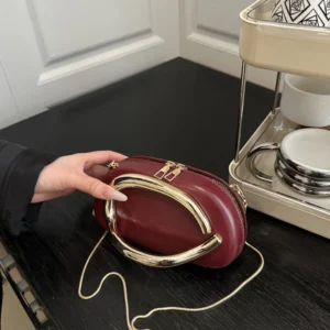 Luxury European And American Metal Frame Small Square Bag Zipper Lock High-end Fashion Versatile Evening Essential Crossbody Bag - Image 4