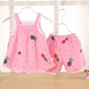 Summer Baby Dress 2Pcs Girls Fashion Infantile Sleeveless Dresses Set Cotton Children's Clothes Kids Clothing Princess Dress - Image 3