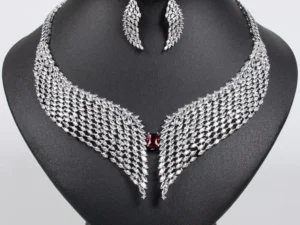 New Luxury Premium Glowing Wings Necklace Earrings Ladies Zirconia Jewellery Set Party Wedding Party Prom Gift Accessories M-333