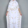 Dubai New Abaya For Women Summer Short Sleeve Cotton Dress Gold Stamping Loose Lady Maxi Islam African Dress With Big Scarf - Image 4