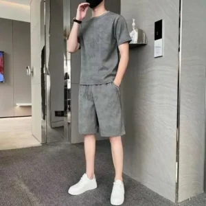 Ice Silk Sports Set for Men Summer Breathable Running Fitness Short Sleeve Shorts Casual Two Piece Set Cross-Border - Image 4