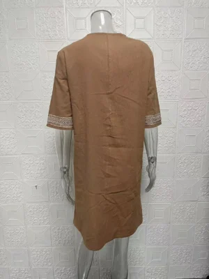 New solid color V-neck mid-sleeved elegant dress - Image 3